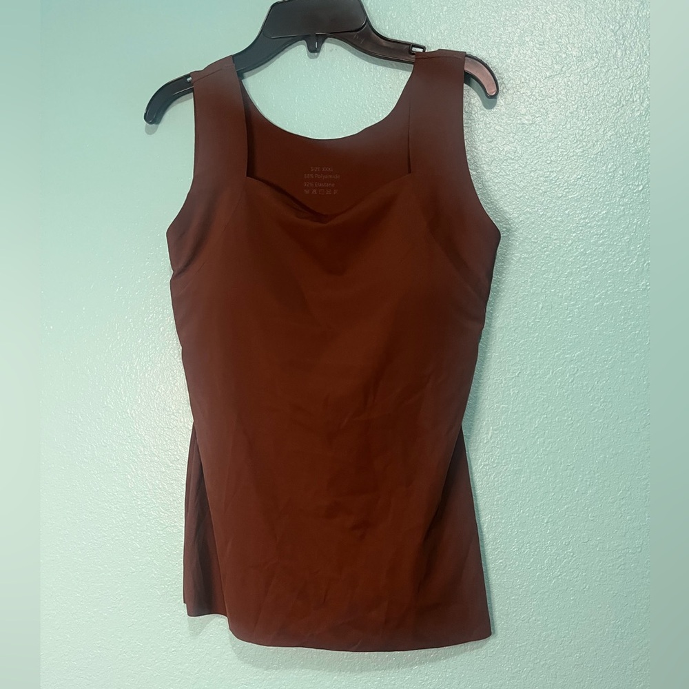 Women's Sleeveless Square Neck Tank Top in Chocolate Brown